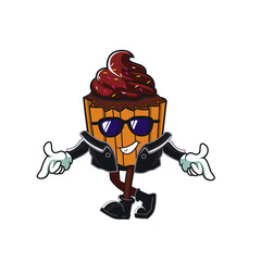 illustration of cute cake dancing mascot vector design