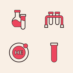 Set Test tube, and Helium icon. Vector