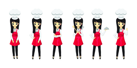 illustration of cute woman chef vector design