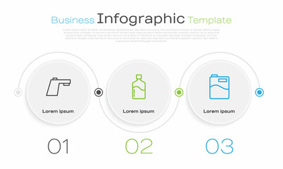 Set line Water tap, Big bottle with clean water and . Business infographic template. Vector