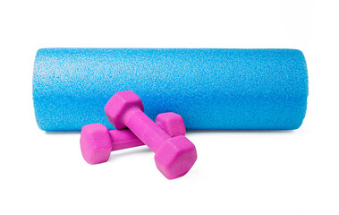 Exercise equipment including dumbbells and foam roller