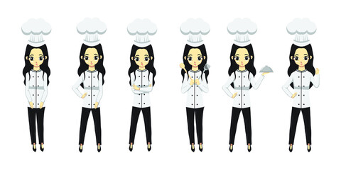 illustration of cute woman chef vector design