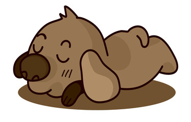 Fototapeta premium Portrait of a dark gray dog sleeping happily on a white background.
