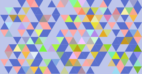 Colorful triangular background from violet tones and other colors. Pattern with many triangles of violet colors and shades. Vector backdrop for banners, brochures, covers, printing on paper