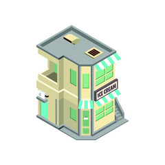 illustration of isometric ice cream cafe vector design