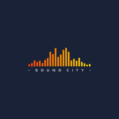 Obraz premium sound city logo building illustration