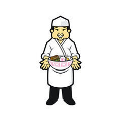 illustration of japanese chef cartoon vector design