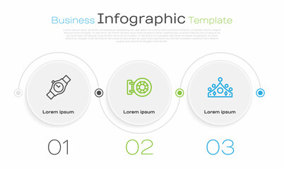 Set line Wrist watch, Jewelry store and King crown. Business infographic template. Vector