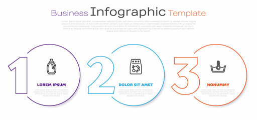 Set line Bottle for cleaning agent, Laundry detergent and Temperature wash. Business infographic template. Vector