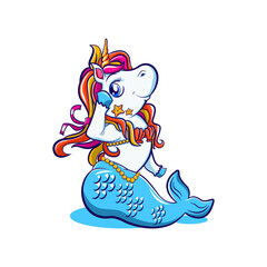 Illustration of cute mermicorn vector design