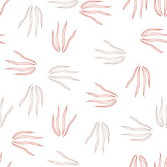 Fashion doodle grasss seamless pattern isolated on white background.