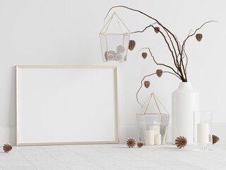 frame mockup, christmas interior mockup