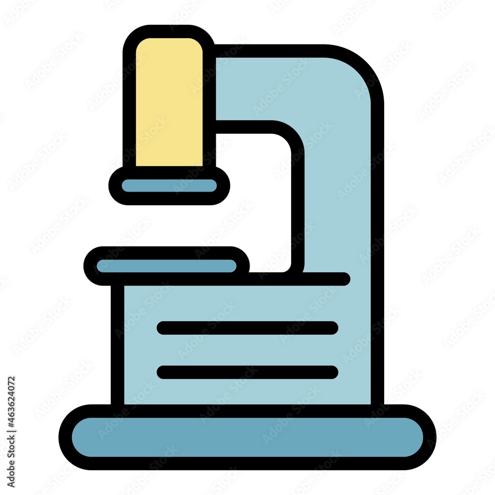 Poster microscope icon. outline microscope vector icon color flat isolated