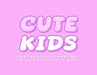 Vector stylish Sign Cute Kids. Creative White Font. Artistic Alphabet Letters and Numbers set