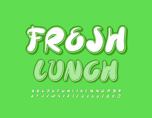Vector stylish Poster Fresh Lunch.  Modern Playful Font.  Handwritten Alphabet Letters and Numbers set. 