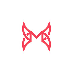 letter m butterfly wings simple geometric logo vector