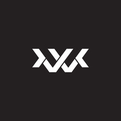 letter wv arrows simple geometric linked line logo vector
