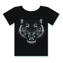 illustration of black tiger on t shirt vector design