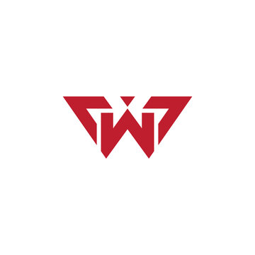 letter w linked triangle geometric line simple logo vector