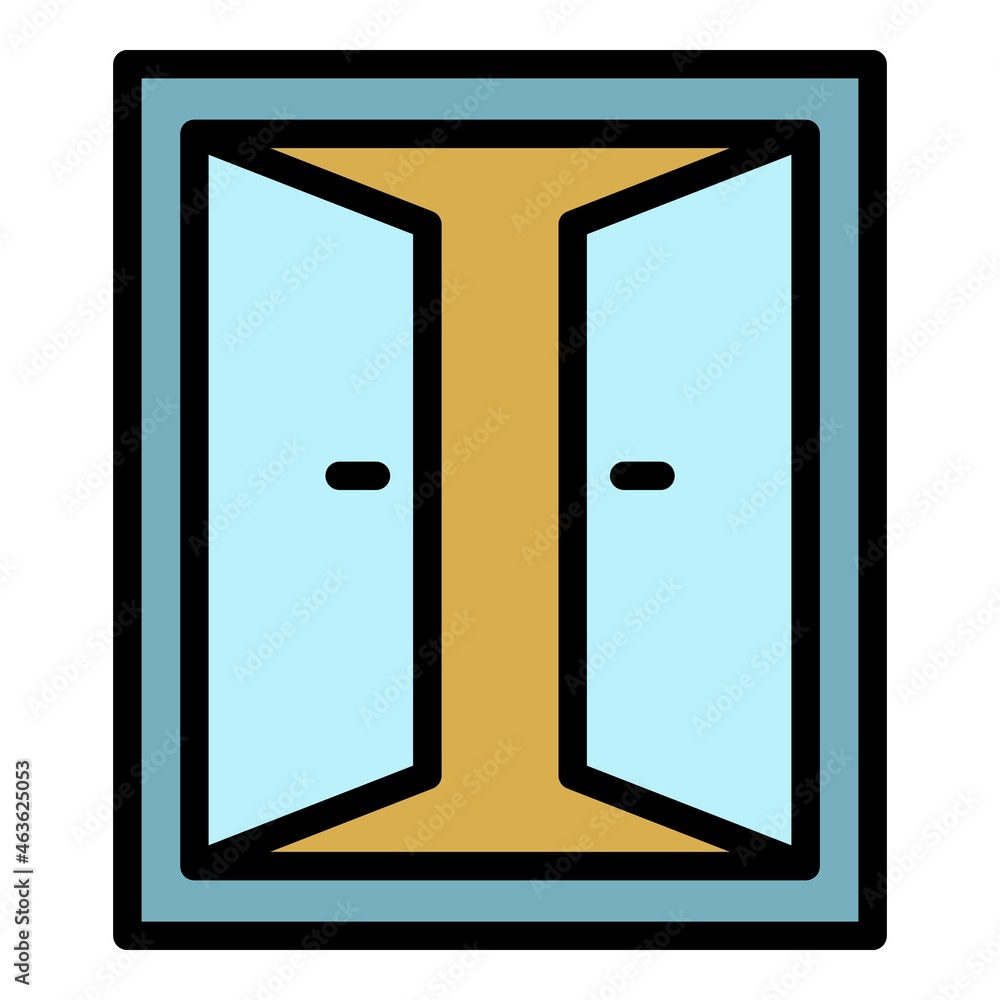 Aufkleber double door open inside icon. outline double door open inside vector icon color flat isolated