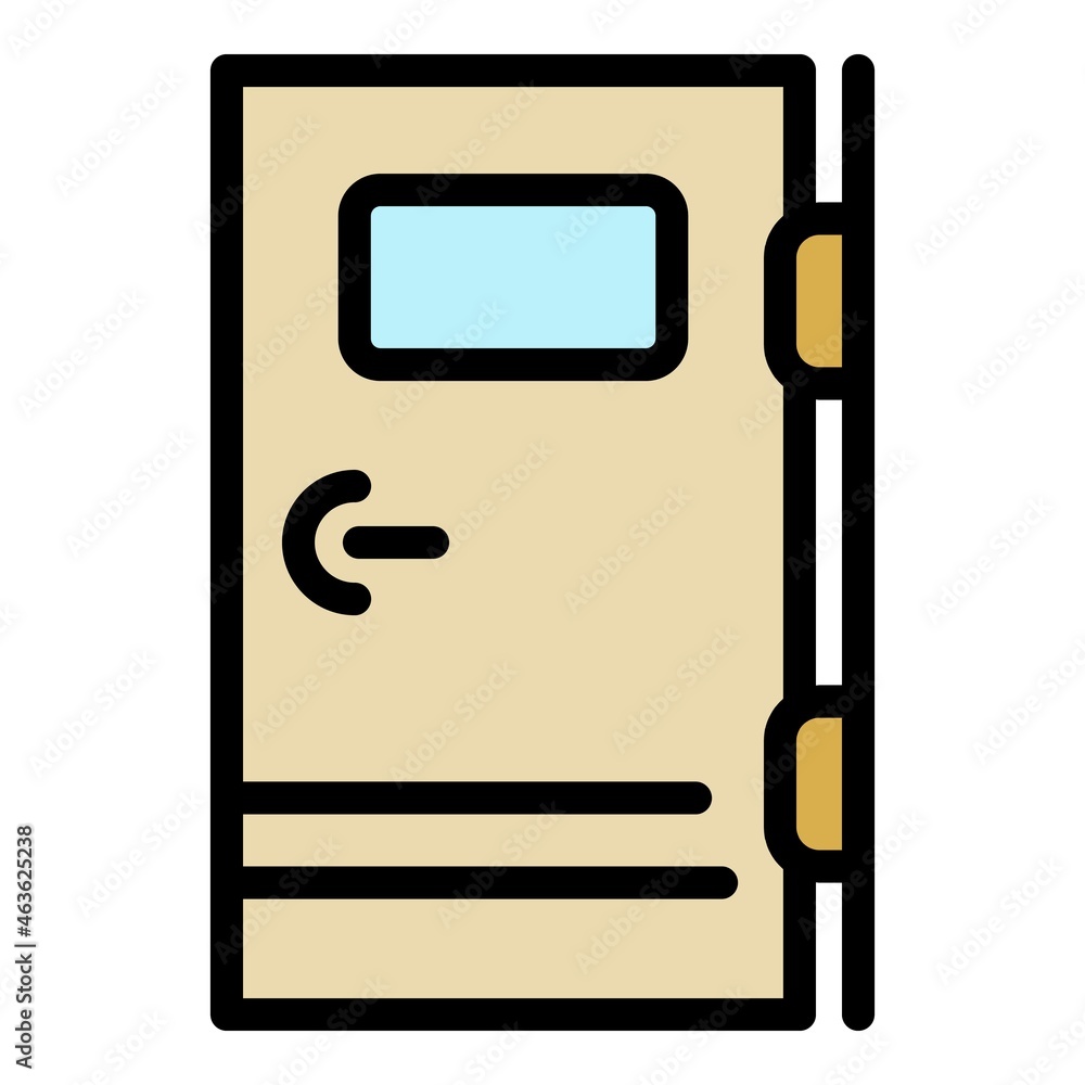 Poster door with window icon. outline door with window vector icon color flat isolated