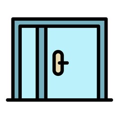Wide front door icon. Outline wide front door vector icon color flat isolated