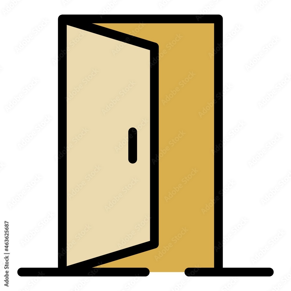 Poster exit door icon. outline exit door vector icon color flat isolated