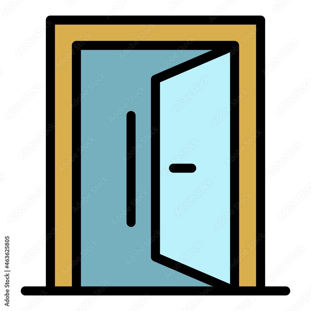 Sticker Door out icon. Outline door out vector icon color flat isolated - Stickers