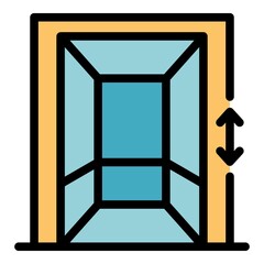 Small elevator with arrows icon. Outline small elevator with arrows vector icon color flat isolated