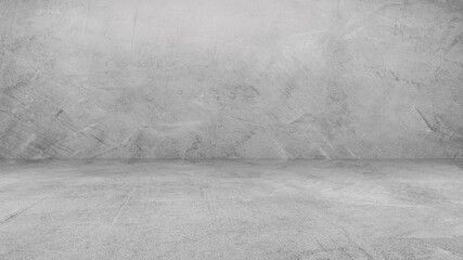 Empty gray wall room interiors studio concrete backdrop and floor cement shelf, well editing...