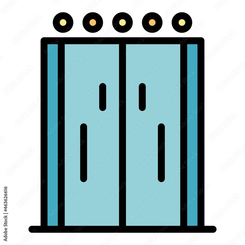 Poster elevator doors with indicator icon. outline elevator doors with indicator vector icon color flat iso