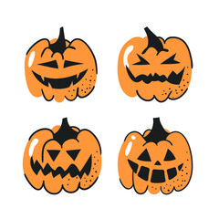 Set of hand drawn vegetables. Vector artistic drawing food. Halloween illustration pumpkin