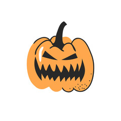 Set of hand drawn vegetables. Vector artistic drawing food. Halloween illustration pumpkin