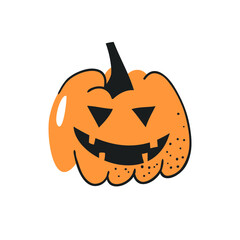 Set of hand drawn vegetables. Vector artistic drawing food. Halloween illustration pumpkin