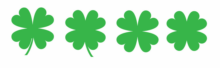 Four leaf clover simple icon set. Clover vector