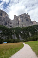 Corvara - August 2020: view of Sellaronda near Colfosco - cascate Piscandu'