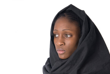 Naklejka premium African woman wearing the traditional muslim veil