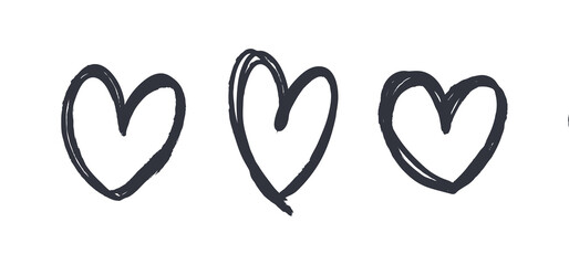 Heart doodles set. Hand drawn hearts collection. Romance and love illustrations.