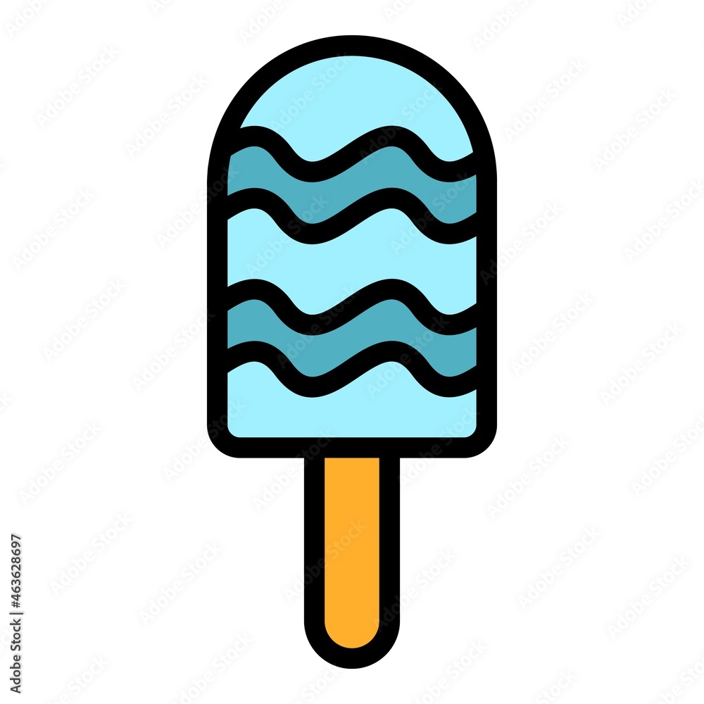 Poster ice cream with a stuffing icon. outline ice cream with a stuffing vector icon color flat isolated