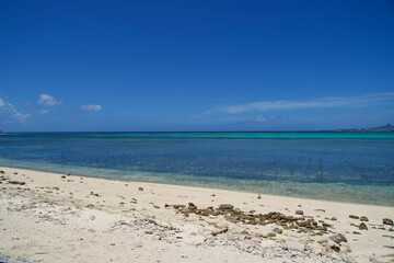 Sandy beach with sky in Okinawa.