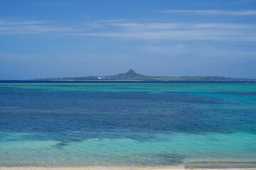 Ie island and beautiful sea in Okinawa.