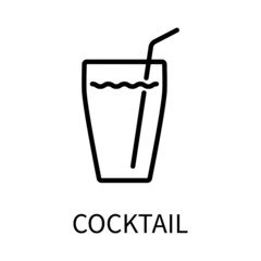 Line Icon Cocktail In Simple Style. Vector sign in a simple style isolated on a white background.