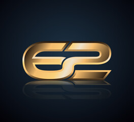 Simple Numbers Logo Vector Gold Metallic On Dark Background 62