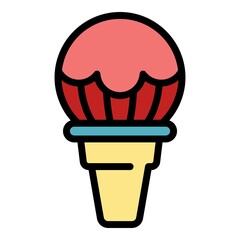Fototapeta na wymiar Big ball of ice cream icon. Outline big ball of ice cream vector icon color flat isolated