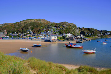 Fototapeta na wymiar Beautiful Barmouth Wales harbour in coast town in Gwynedd Snowdonia National Park UK