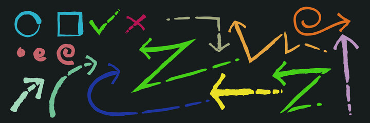 chalk arrows, shapes and circles vector