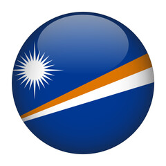 Obraz premium Marshall Islands 3D Rounded Country Flag button Icon