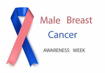 Men's Breast Cancer Awareness Week is held every year on the third week of October. Vector illustration.White background