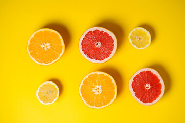 fruits on a bright yellow background. healthy lifestyle. copy space . a screensaver for the site, advertising. commercial offer. diversity of genders and nationalities in the world. conceptual.