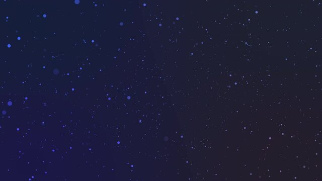 4k video of blue glitter particles background with shining light flares.